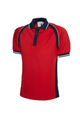 Uneek Sports Poloshirt (UC123) — Red/Navy