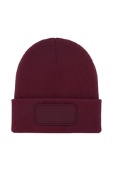 Uneek Rectangular Patch Beanie (UC411) — Maroon