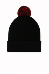 Uneek Pom Pom Beanie (UC413) — Black/Red