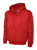 Uneek Adults Classic Full Zip Hooded Sweatshirt (UC504) — Red