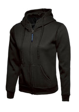 Uneek Ladies Classic Full Zip Hooded Sweatshirt (UC505) — Black