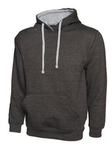 Uneek Contrast Hooded Sweatshirt (UC507) — Charcoal/Heather Grey