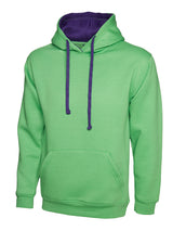Uneek Contrast Hooded Sweatshirt (UC507) — Lime/Purple