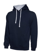 Uneek Contrast Hooded Sweatshirt (UC507) — Navy/Heather Grey