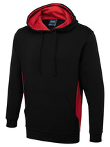 Uneek Two Tone Hooded Sweatshirt (UC517) — Black/Red