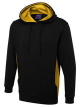 Uneek Two Tone Hooded Sweatshirt (UC517) — Black/Yellow