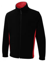 Uneek Two Tone Full Zip Fleece Jacket (UC617) — Black/Red