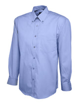 Uneek Mens Pinpoint Oxford Full Sleeve Shirt (UC701) — Mid Blue