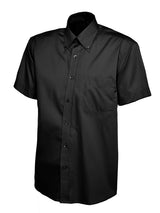Uneek Mens Pinpoint Oxford Half Sleeve Shirt (UC702) — Black