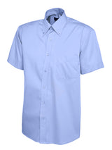 Uneek Mens Pinpoint Oxford Half Sleeve Shirt (UC702) — Mid Blue