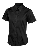 Uneek Ladies Pinpoint Oxford Half Sleeve Shirt (UC704) — Black