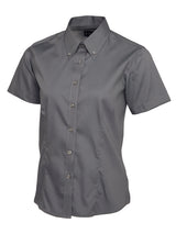 Uneek Ladies Pinpoint Oxford Half Sleeve Shirt (UC704) — Charcoal