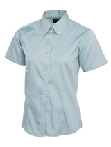 Uneek Ladies Pinpoint Oxford Half Sleeve Shirt (UC704) — Light Blue