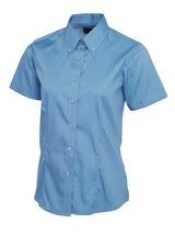 Uneek Ladies Pinpoint Oxford Half Sleeve Shirt (UC704) — Mid Blue