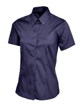 Uneek Ladies Pinpoint Oxford Half Sleeve Shirt (UC704) — Navy