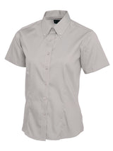 Uneek Ladies Pinpoint Oxford Half Sleeve Shirt (UC704) — Silver Grey