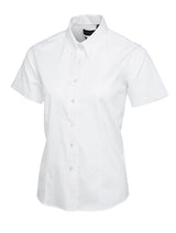 Uneek Ladies Pinpoint Oxford Half Sleeve Shirt (UC704) — White