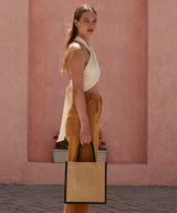 Natural starched jute midi tote — lifestyle 2